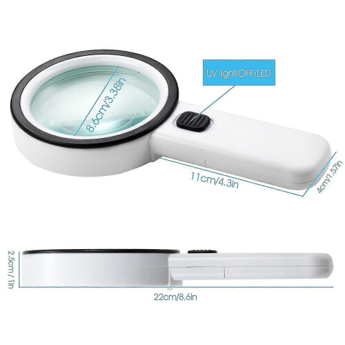 10x handheld magnifying glass with light, lighted magnifying glass - RiRi 2
