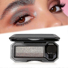 (D) Two-Tone Eyeshadow, Lazy Dual Color Eyeshadow Glitter Gradient Eye Shadow Palette Easy Quick Makeup Eyeshadow Set With Brush