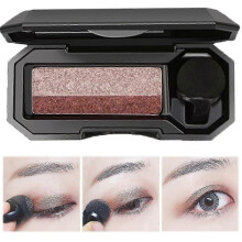 (A) Two-Tone Eyeshadow, Lazy Dual Color Eyeshadow Glitter Gradient Eye Shadow Palette Easy Quick Makeup Eyeshadow Set With Brush