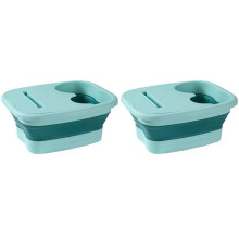 2X Fußbad-Massageeimer, Einweicheimer, Klappbecken, Spa-Fußbadeeimer, Haushaltssauna, Badewanne, Pedikürebad, Grün