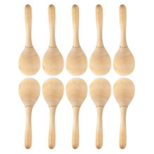 10pcs Maracas Hand Percussion Rattles Diy Wood Maracas with Crisp Blow Sound for Music Party Favors - Ri