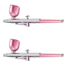 2X Aérographe Portable à Action Unique, Buses de 0,3 mm, Stylo Aérographe pour Modèle de Gâteau, Peinture de Voiture, Beauté, Jet D'Encre Rose