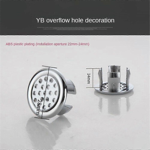 (B) 2PCS Solid Sink Overflow Covers Kitchen Bathroom Basin Trim Round Hole Caps 1