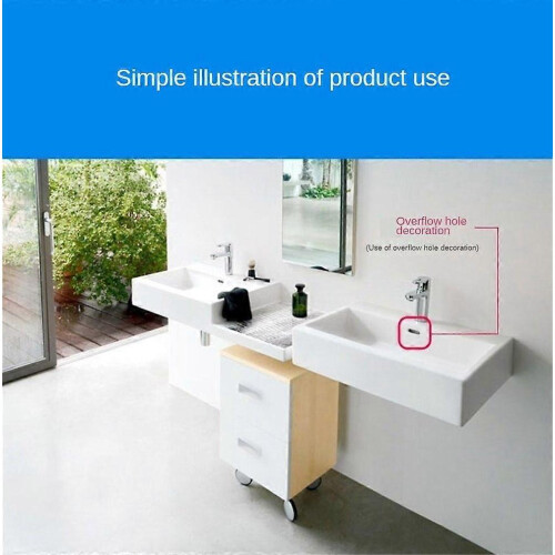 (B) 2PCS Solid Sink Overflow Covers Kitchen Bathroom Basin Trim Round Hole Caps 2