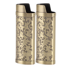 2-Pcs Floral Zinc Alloy Lighter Case Bronze