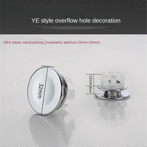 (E) 2PCS Solid Sink Overflow Covers Kitchen Bathroom Basin Trim Round Hole Caps 1