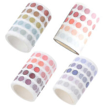 4pcs Decorative Stickers,dot Sticker Tape Cute Printed Solid Color Handbook And Paper Label Sticker, 6mm*3m - RiRi