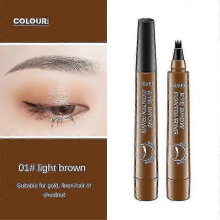 (01 Light Brown) Suake 4-head Eyebrow Pencil Micro-carving Liquid Eyebrow Pen Celebrity Eye Cosmetics Lasting Waterproof Make-up For Women