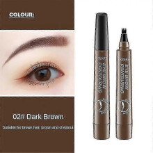 (02 Dark Brown) Suake 4-head Eyebrow Pencil Micro-carving Liquid Eyebrow Pen Celebrity Eye Cosmetics Lasting Waterproof Make-up For Women
