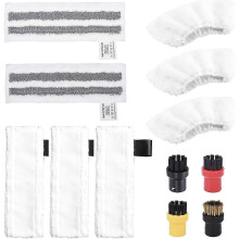 12-piece accessory set for Krcher Easyfix SC2 SC3 SC4 SC5 steam cleaners, microfiber cloth set and floor nozzle round brushes. Compatible with Krc