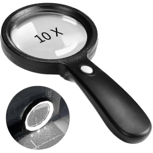 Magnifying Glass with Light, 10x Handheld Large Magnifying Glass 12 Led
