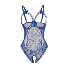 (S,Blue)Sexy Siamese Lace Open Women's Sexy Lingerie - DD