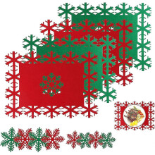 12 Pcs Christmas Placemats Sets,heat Resistant Christmas Table Mats And Coasters Set,non-slip Table - DD