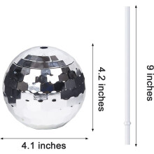 8 Stück Discokugel-Becher, Einzigartige Cocktailgläser, Bar-Werkzeug, Partygläser, Taschenlampe, Strohhalm, Weinkelche, Getränkebecher, Silber