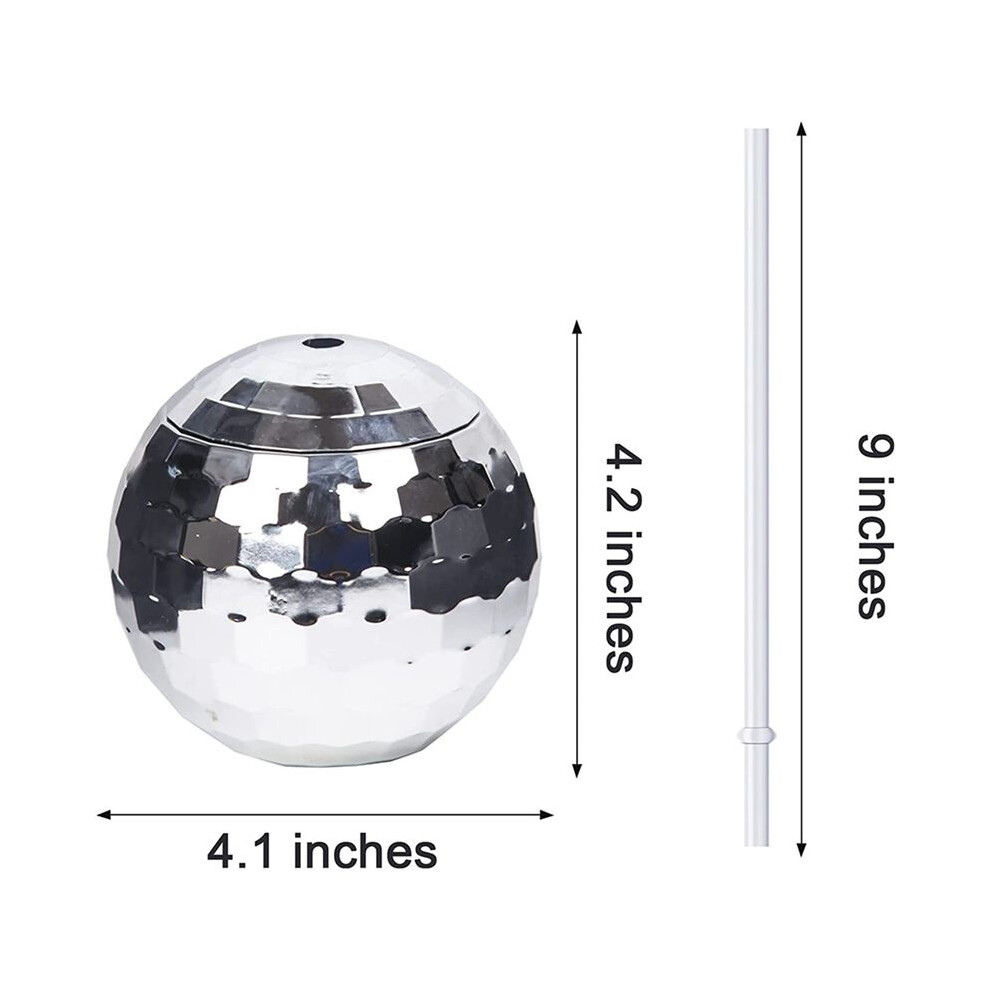 Silver 8Pcs Disco Cups Unique Cocktail Glasses Bar Tools Party Glasses Flashlight Straw Wine Goblets Drink Cups