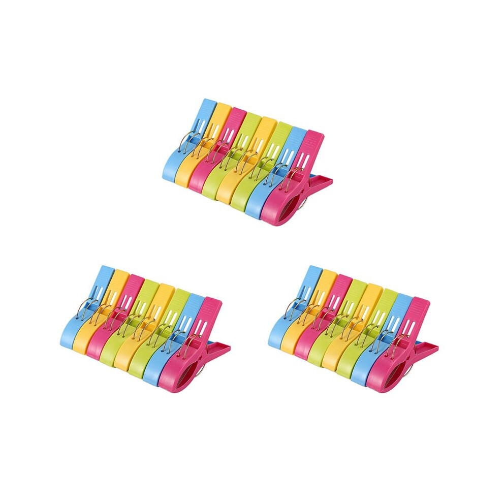 Pack Of 24 Large Bright Colour Plastic Beach Towel Pegs Clips For Sunbed, Various Colours 6032125132032