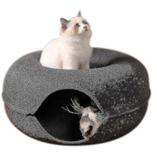 1 Pcs Pet Tunnel Donut Cat Bed(dark Gray)