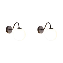 2X Modern Bedroom Wall Sconce Fixture Milk White Globe Glass Wall Lamp for Bathroom Kitchen LivingRoom Vanity Hallway
