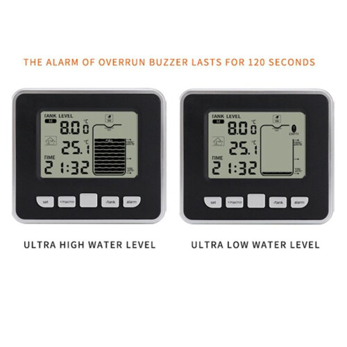 2X Wireless Ultrasonic Water Tank Liquid Level Meter with Temperature Sensor Water Level  Display 2