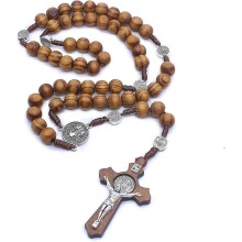 2 Pcs Wooden Rosary Necklace Handmade Cross Religious Jewelry - RIpj
