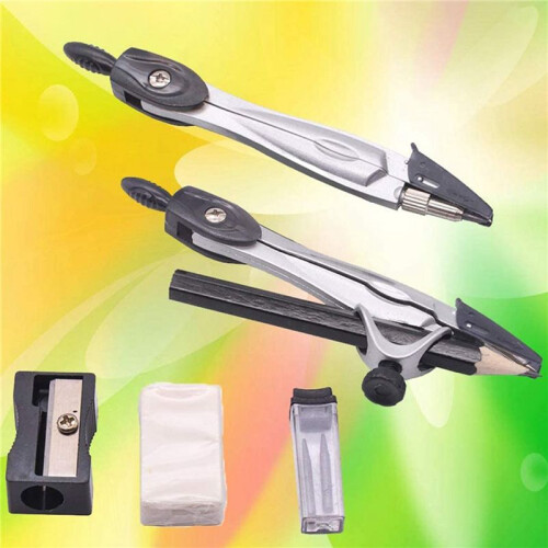 Geometry Compass Set 20Pcs School Maths Protractor Set Rulers for Student Maths and Engineering in Carry Case, Gray 2