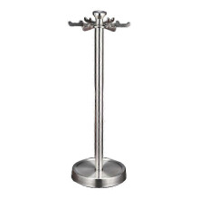 Stainless Steel Kitchen Utensil Holder Organizer 360 Degree Rotating Carousel with 6 Hooks for Hanging Spoons