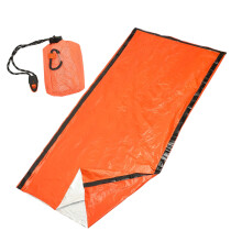 Emergency Sleeping Bag Survival Bivvy with BuiltIn Whistle, Visibility Orange, Compact for Camping and Hiking