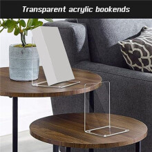 16 Suportes para Livros Transparentes, Estante de Acrílico em Forma de L, Suporte para Livros, Álbum, Compartimento, Placa, Armazenamento, Clipe de