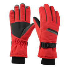 Windproof Waterproof Ski Gloves Red Thermal Winter Gloves for Hiking Cycling Fishing