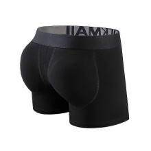 (L, White) Men's Butt Lifting Underwear - Hip Enhancing Boxer Briefs with Removable Padded Cup