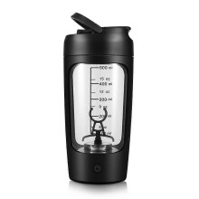 (Without Powder Box, Black) Fully Automatic Mixing Cup Portable Protein Powder Shaking Bottle Electric Protein Shaker Bottle