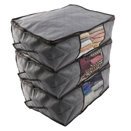 3Pcs Fabric Foldable Storage Bag Clothing Storage  Home Decor Organizer Box