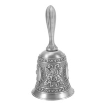 2X Hand Bell, Metal Tone Ring Alarm Hand Hold Service Call Bell Desktop Bell Tea Dinner Bell Game Bell, Silver