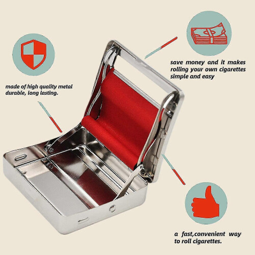 Rolling Machine Metal Red Cloth Automatic Cigarette Tobacc Roller Box & Storage Box 70mm - RiRi 1