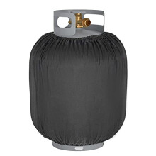 Propane Tank Cover 20 lb, Waterproof Weather‑Resistant Black RV Gas Cylinder Protector with Storage Pocket
