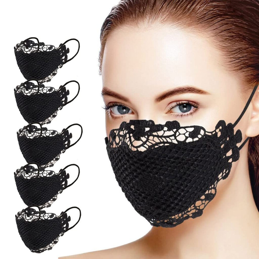 4 Ply Disposable Face Mask For Adults Women, 4Layer Protection, Breathable Lace Design, Comfort Fit 9330225116332