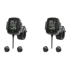 2X Motorcycle TPMS Motorbike Tire Pressure Monitoring System Tyre Temperature Alarm System with QC 3.0 USB Charger