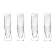 Set of 4 Clear Champagne Glasses Double Wall Design Stemless for Party Wedding 10oz