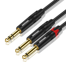 6FT 1/4 Inch TRS to Dual TS Splitter Cable, Gold Plated Low Noise Audio Cord for Mixer Studio