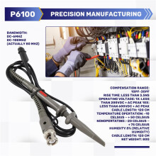 P6100 BNC Oscilloscope Probe 100MHz High Precision Scope Analyzer Alligator Clip Probes Test Leads Probe