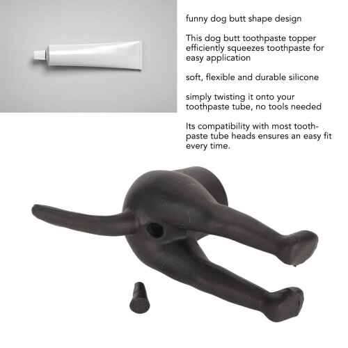 3Pcs Black Silicone Dog Butt Toothpaste Topper 2