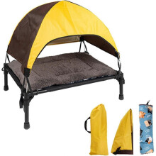 Outdoor Lounger for Dogs, Foldable Sun Protection Dog Bed with Sun Canopy, Dog Tent Dog Bed Outdoor with Roof, Additional Carry Bag
