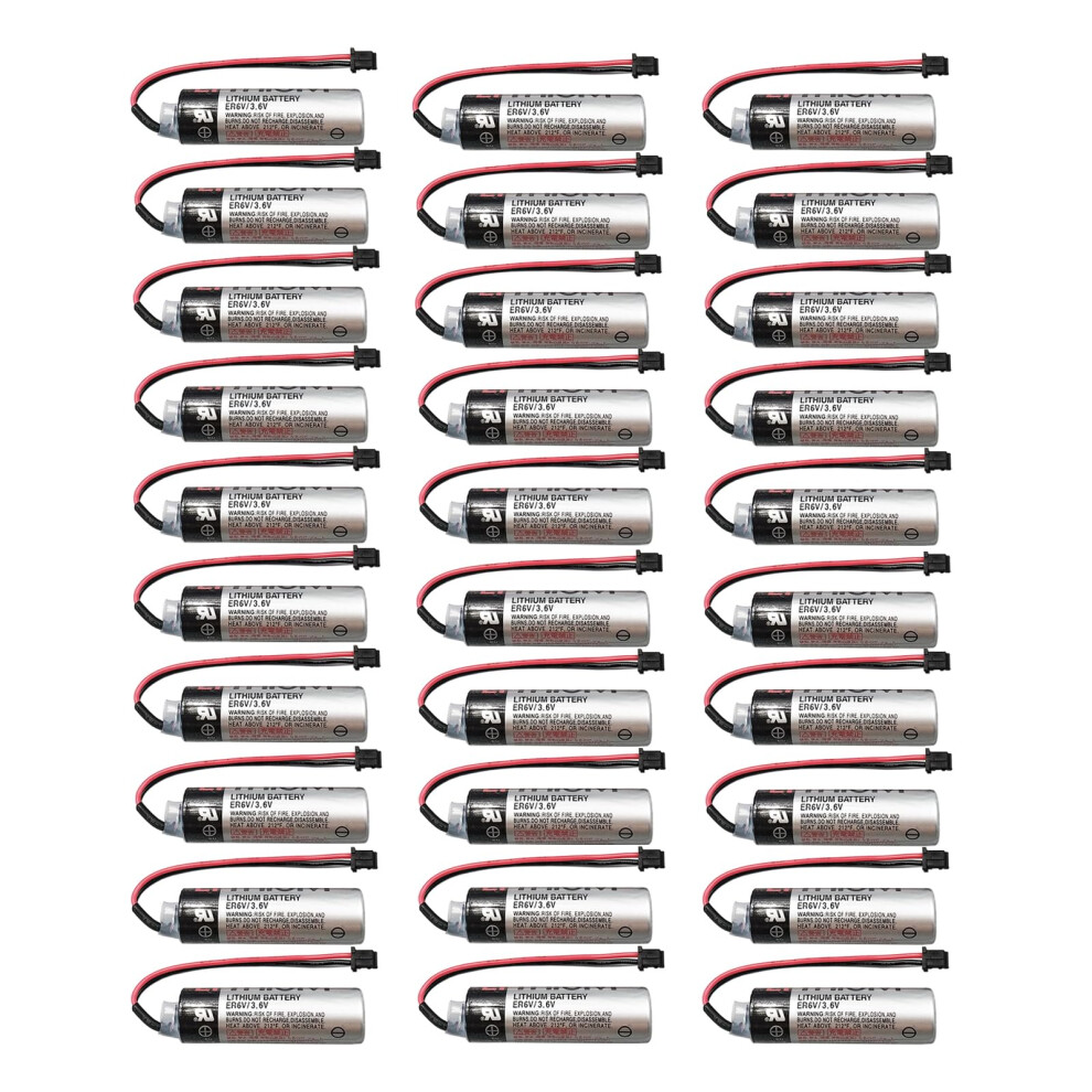 30Pcs Er6v 3.6V 2400Mah Plc Battery Replacement With Plug, Longlasting Stable Power 9092120276220