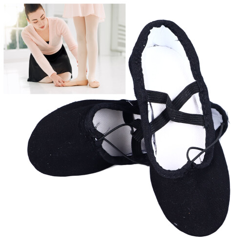 Kids Canvas Soft Sole Dance Shoes - Black 159g 1