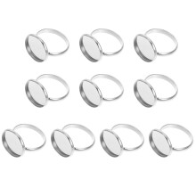 10Stk Ring Basis Verstellbarer Ringhalter Silber DIY Schmuck