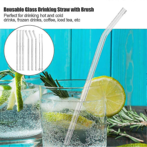 Glass Drinking Straw - Reusable, Eco-friendly, Transparent with Cleaning Brush 1