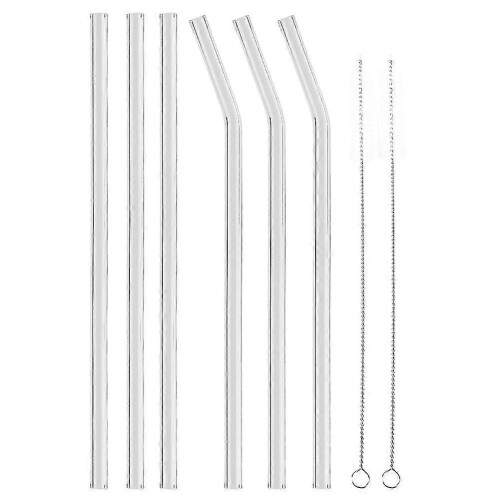 Glass Drinking Straw - Reusable, Eco-friendly, Transparent with Cleaning Brush