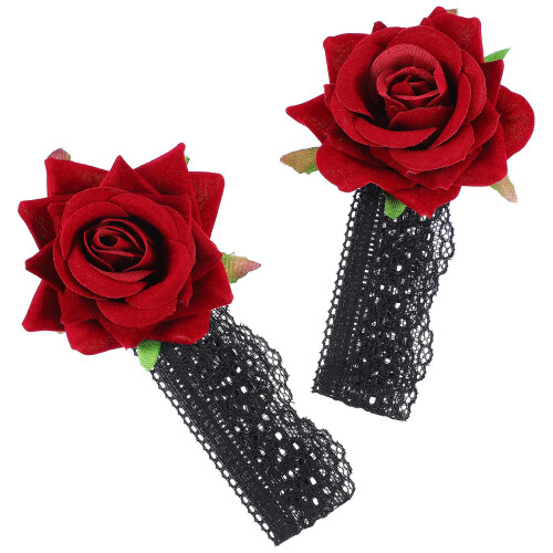 2Stk Elastische Spitze Rose Armbänder Armreif Damen
