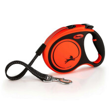 New Classic Tape Retractable Dog Leash 16 ft for Large Dogs Up to 143 lbs Orange/Black Tangle Free with One-Handed Brake