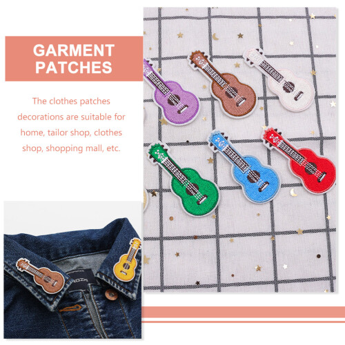 8Pièces Patchs Guitare Brodés Multicolores En Polyester Pour Vêtements 2